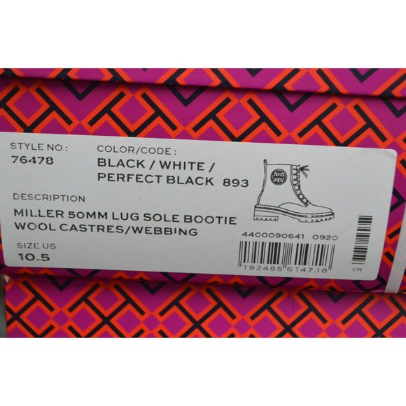 New Tory Burch MILLER Lug Sole Tweed Leather 50 mm Bootie Combat Boots - Picture 13 of 13